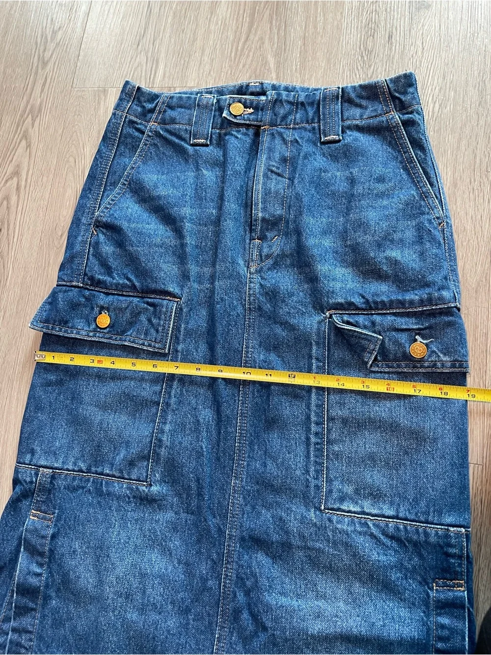 MOTHER Dark Blue Denim Maxi Skirt with Cargo Details - Picture 5 of 12